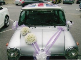 poročni šopek, nevesta, poroka, cvetličarna, cvetnik, zaobljuba, dekoracija, avtomobil, mini cooper