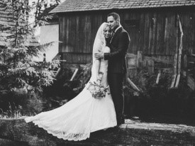 poročna fotografija, poročni šopek, mladoporočenca