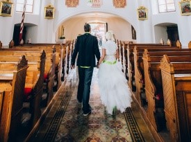 poročni obred, mož in žena, ženin in nevesta, poročna obleka